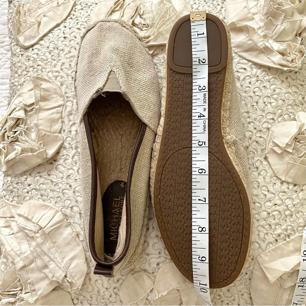 MICHAEL Michael Kors Cream Ivory Keli Espadrille Summer Flats Size 8